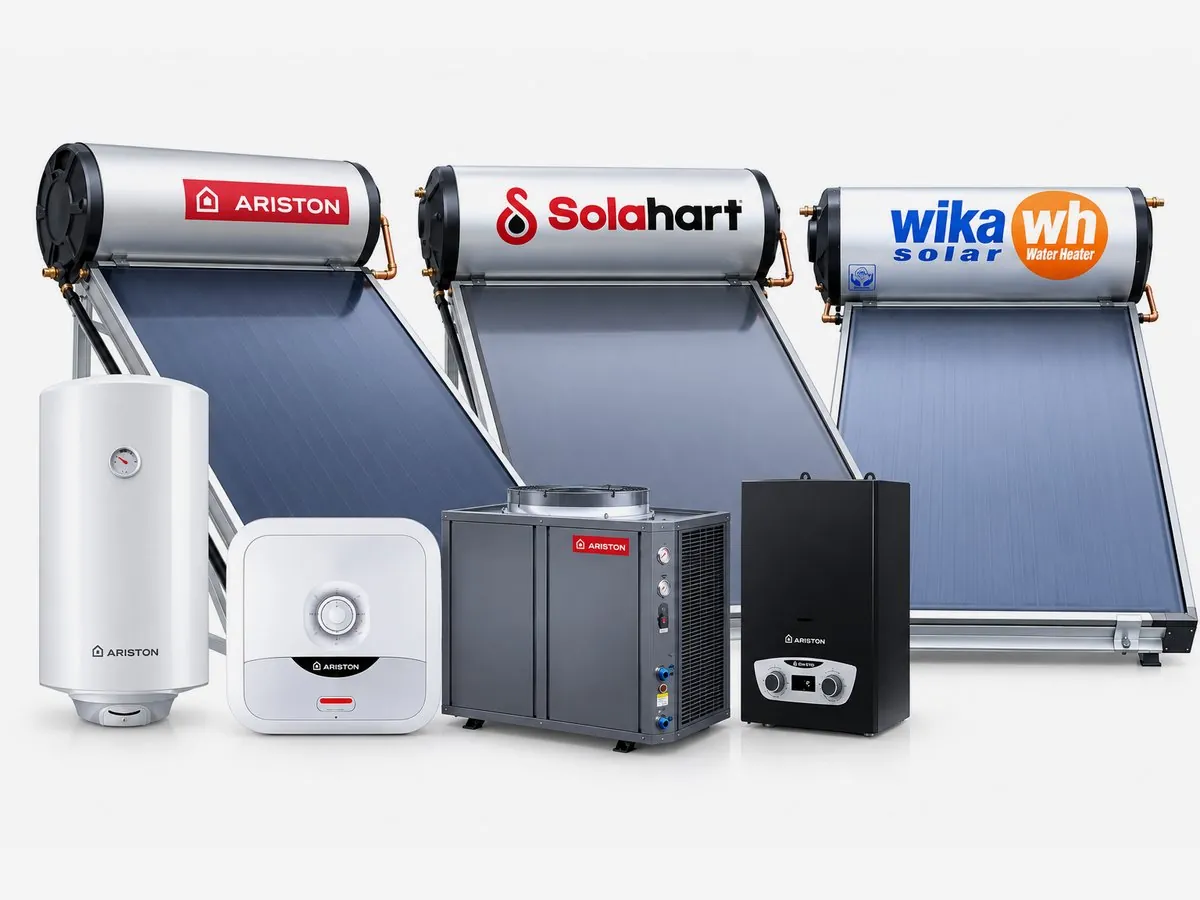 Berbagai unit water heater listrik dan tenaga surya